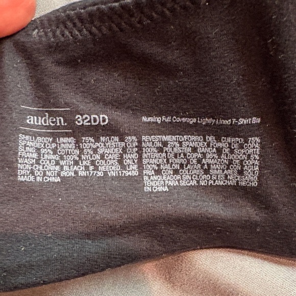 Auden The Icon Full Coverage Lightly Lined T-Shirt Nursing Bra 32DD Black NWT - Picture 4 of 7